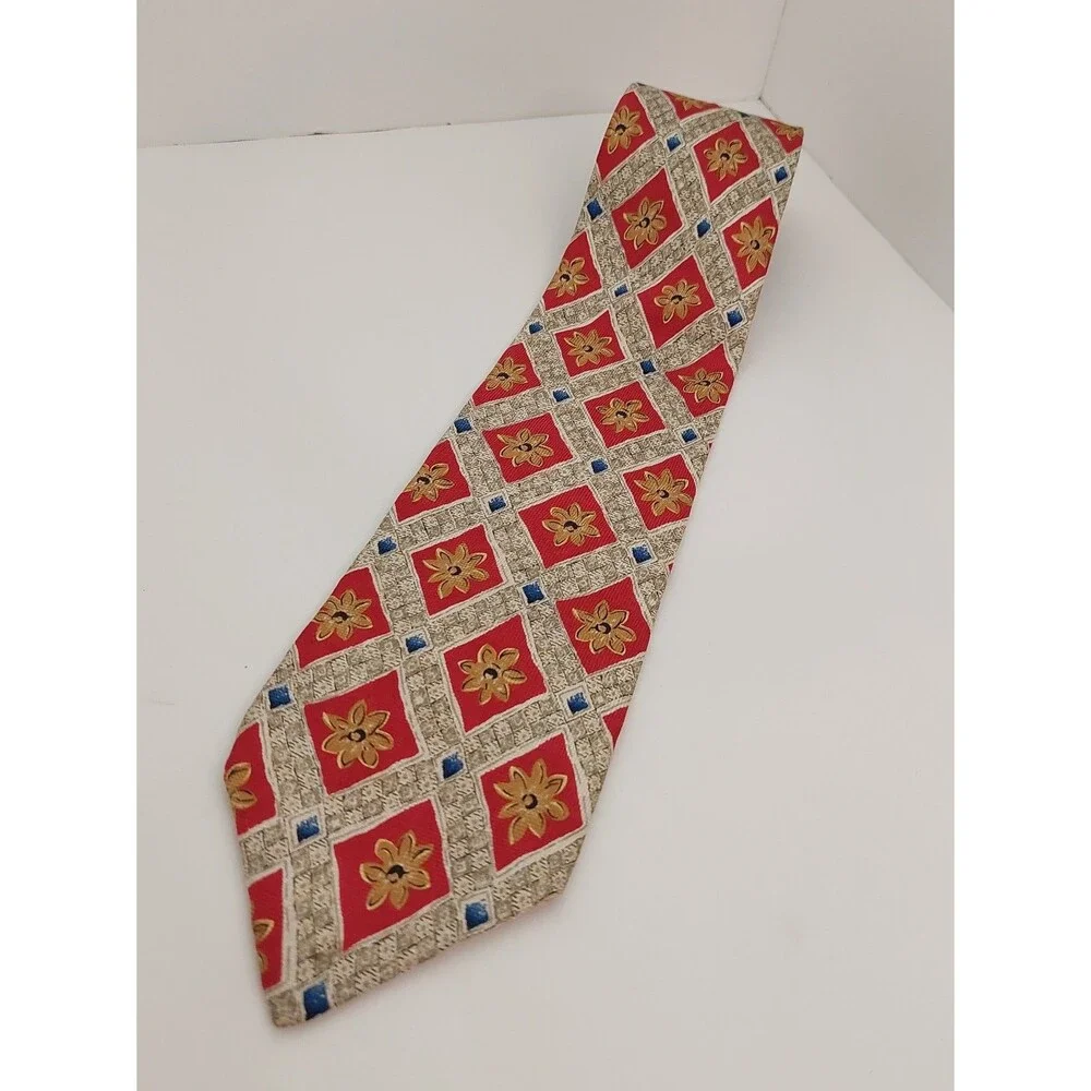 Robert Talbott Studio Summer's Men's Tie Artwork Floral Gold Flower Framed